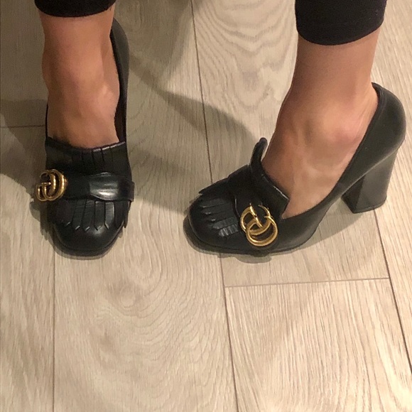 Authentic GUCCI double gold G Marmont loafer heel - Picture 3 of 8